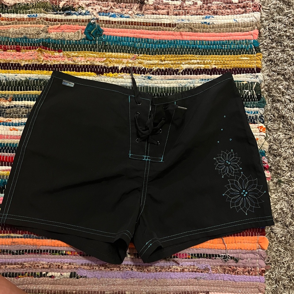 Billabong Black Board Shorts with Floral Design